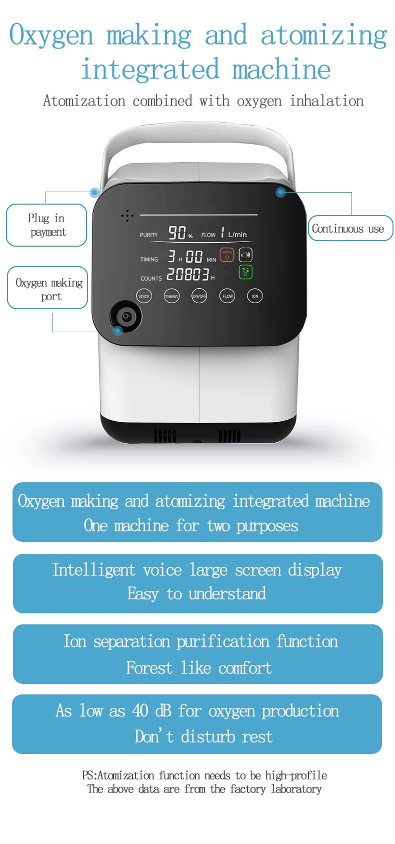 숨쉬기 위한 CE 조정할 수 있는 Oxygenerator1-7L 휴대용 산소 집선장치 세대 산소 발생기